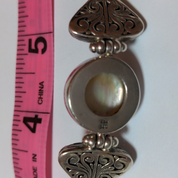 New Bali Mabe pearl sterling bracelet. Size 8" Handcrafted. White pearl Gift box - Picture 5 of 8